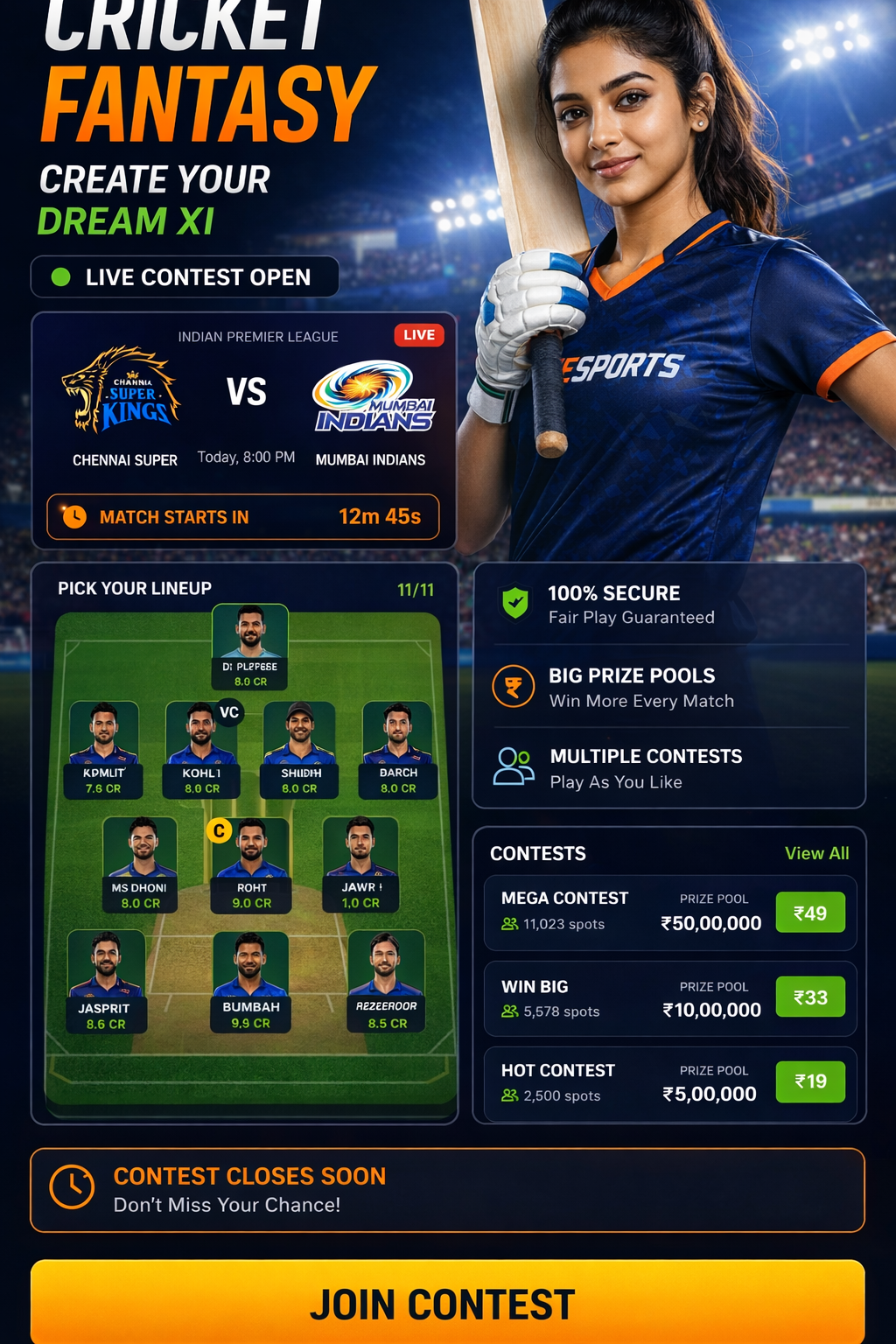 Cric India App cricket matchday visual