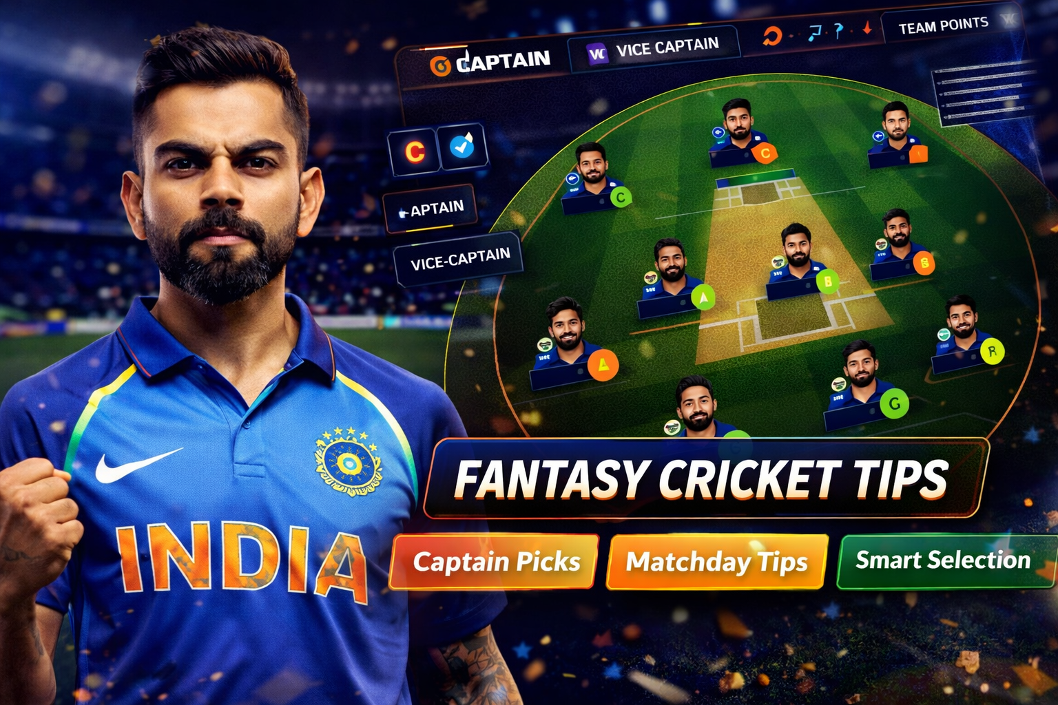 Cric India App role based fantasy cricket checklist
