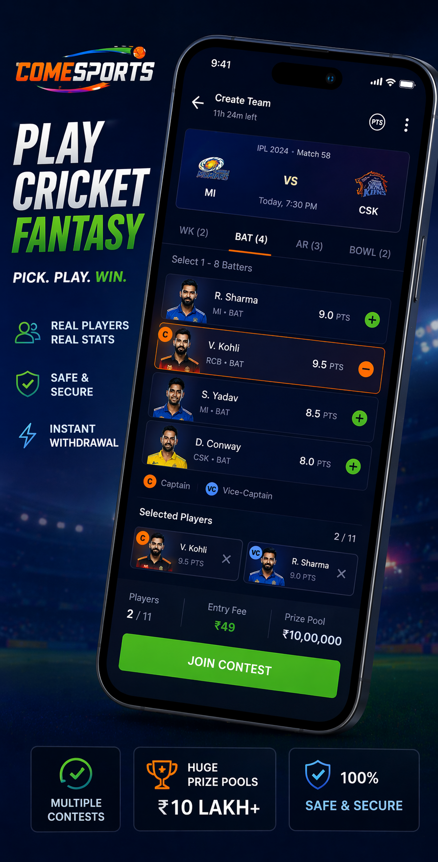 Cric India App cricket fantasy visual